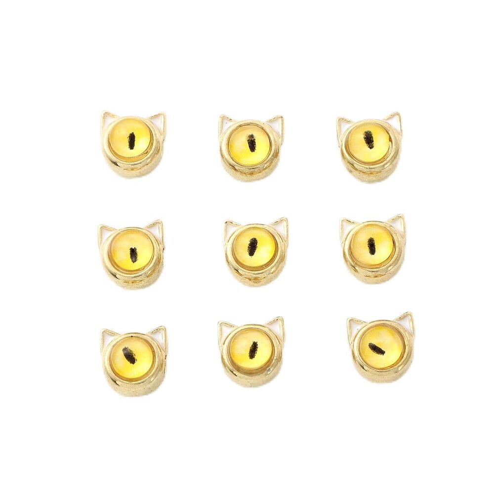 8510 3pcs Evil Eye Cat Charms Glass Stone Jewelry Making Accessories Yellow